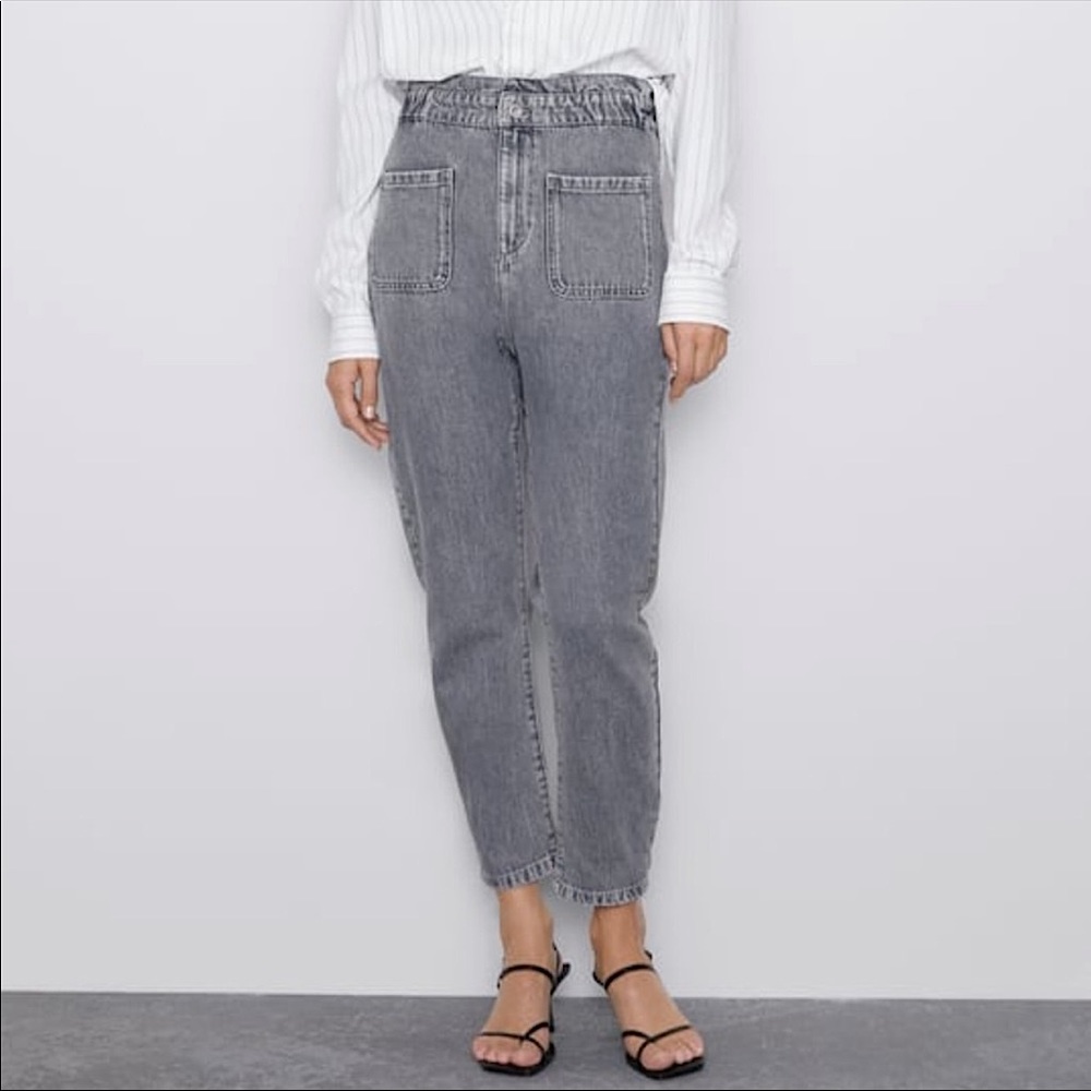 ZARA | washed out black paper bag jeans size 2